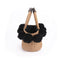 Black White Hairball Straw Bag Women Basket Summer Beach Bag - - Luxury bags by WAAMII