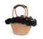 Black White Hairball Straw Bag Women Basket Summer Beach Bag - - Luxury bags by WAAMII