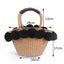 Black White Hairball Straw Bag Women Basket Summer Beach Bag - - Luxury bags by WAAMII
