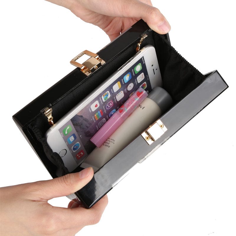 Black White Tone Pearlescent Glitter Marble Effect Acrylic Clutch - - Luxury bags by WAAMII