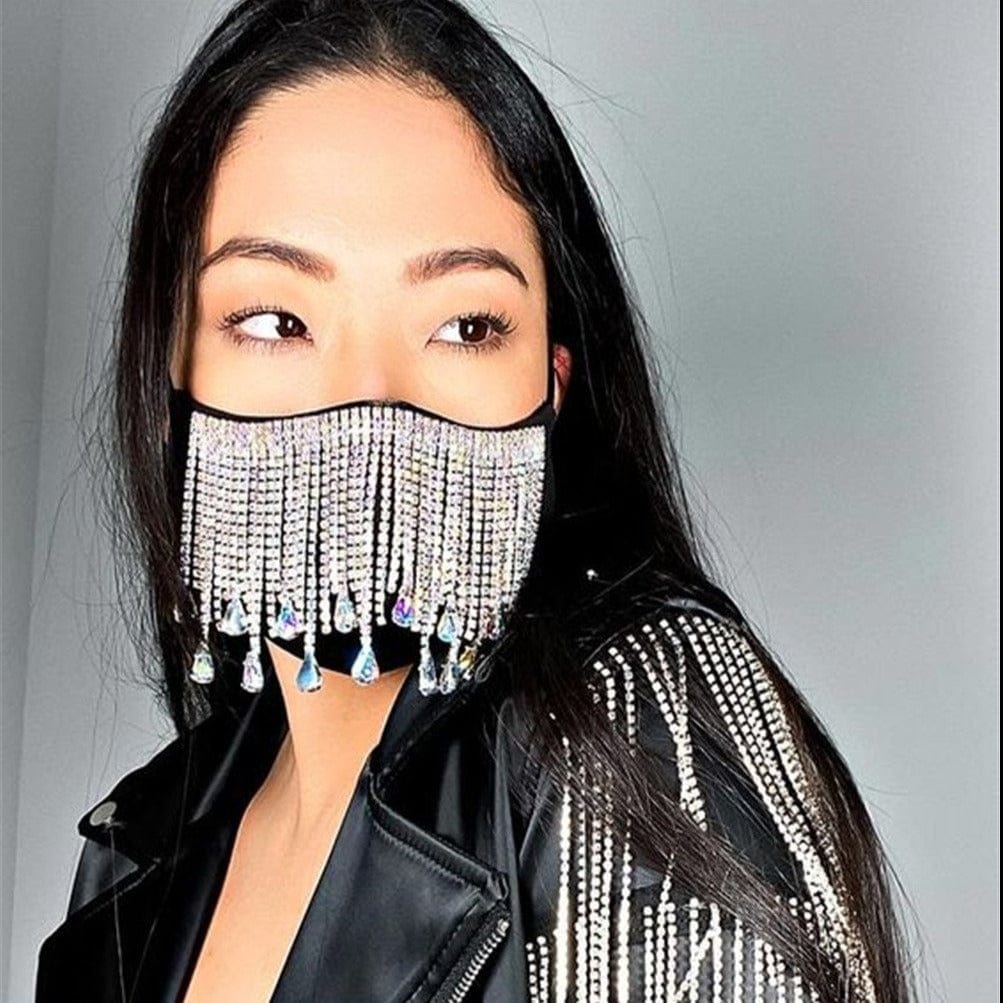 Bling Rhinestone Tassel Face Mask 2 Styles-Z97 - Style 1 - Luxury Accessories by WAAMII
