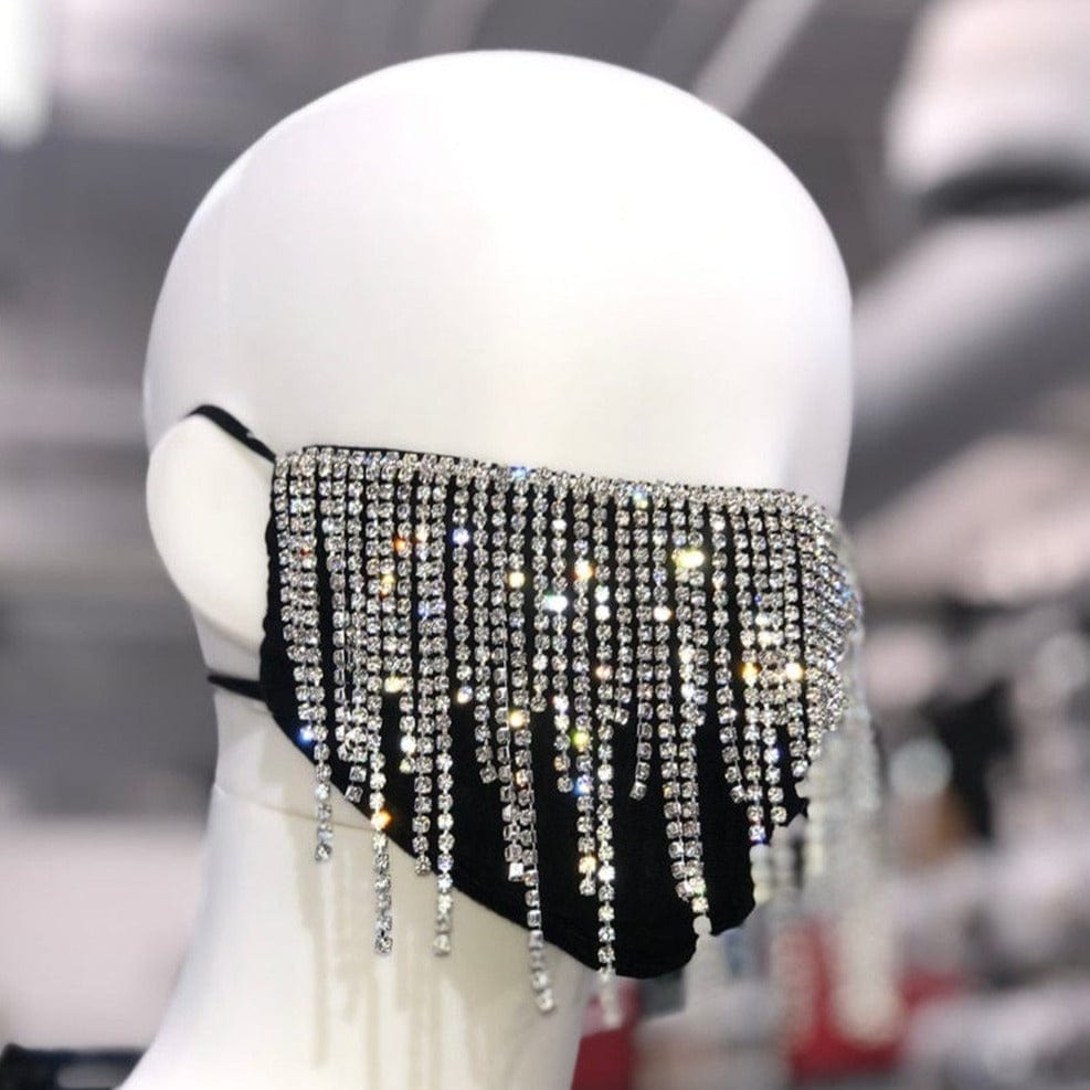 Bling Rhinestone Tassel Face Mask 2 Styles-Z97 - Style 2 - Luxury Accessories by WAAMII