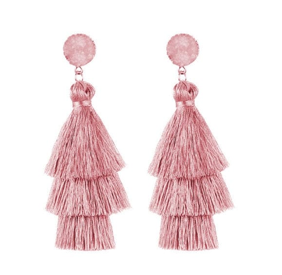 Bohemian Stone Tassel Drop Dangle Earrings - R7 - Luxury Jewelry by WAAMII