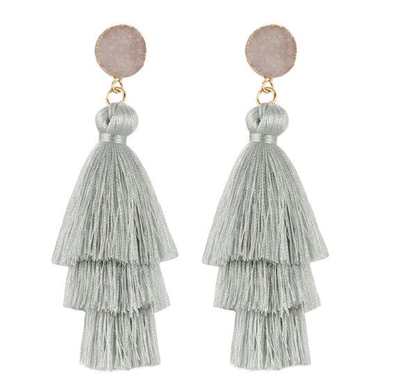 Bohemian Stone Tassel Drop Dangle Earrings - R8 - Luxury Jewelry by WAAMII