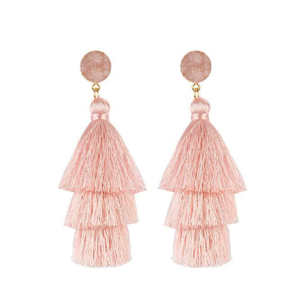 Bohemian Stone Tassel Drop Dangle Earrings - - Luxury Jewelry by WAAMII