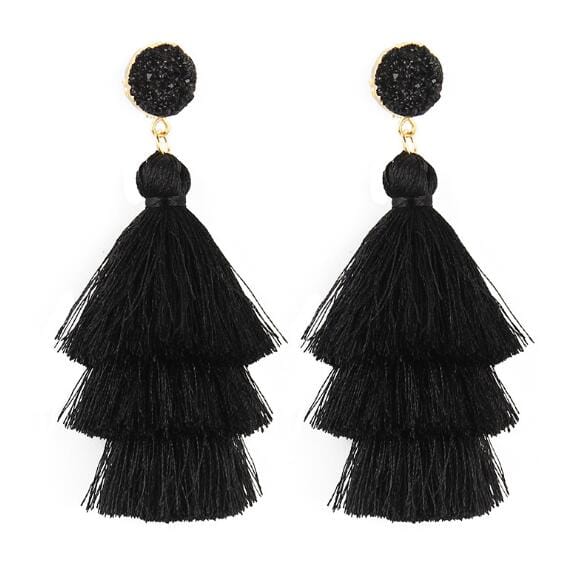 Bohemian Stone Tassel Drop Dangle Earrings - R6 - Luxury Jewelry by WAAMII