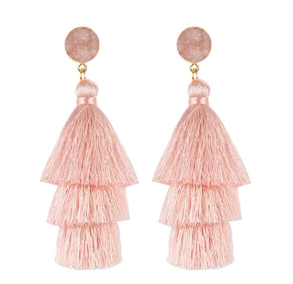 Bohemian Stone Tassel Drop Dangle Earrings - R2 - Luxury Jewelry by WAAMII