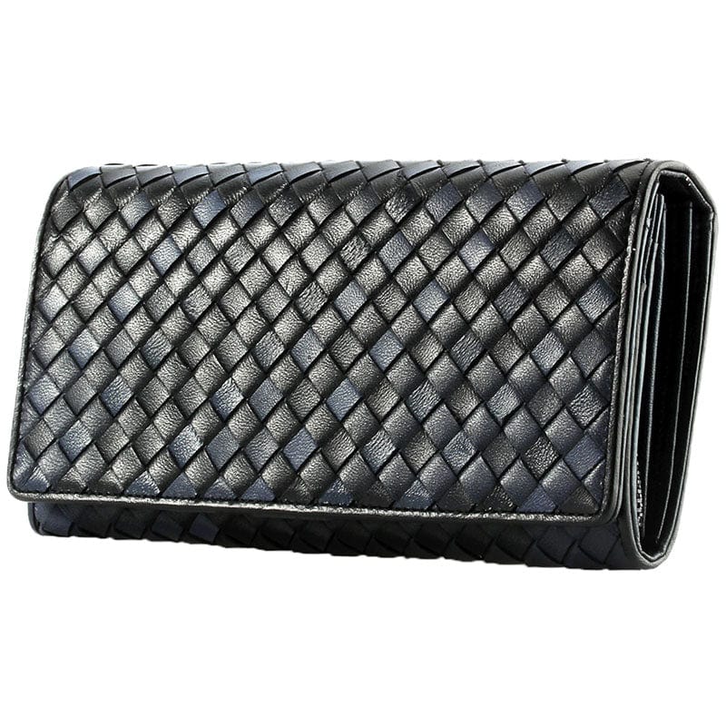 Braided Top Grain Genuine Leather Purse Wallet For Women - black - Luxury bags by WAAMII