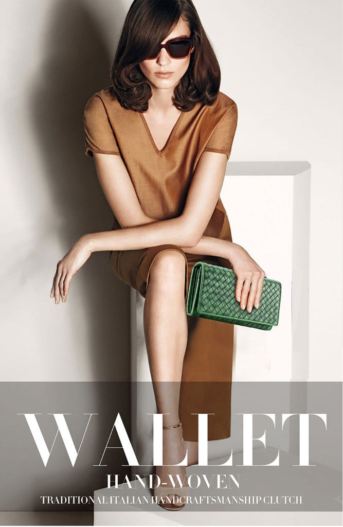 Braided Top Grain Genuine Leather Purse Wallet For Women - - Luxury bags by WAAMII