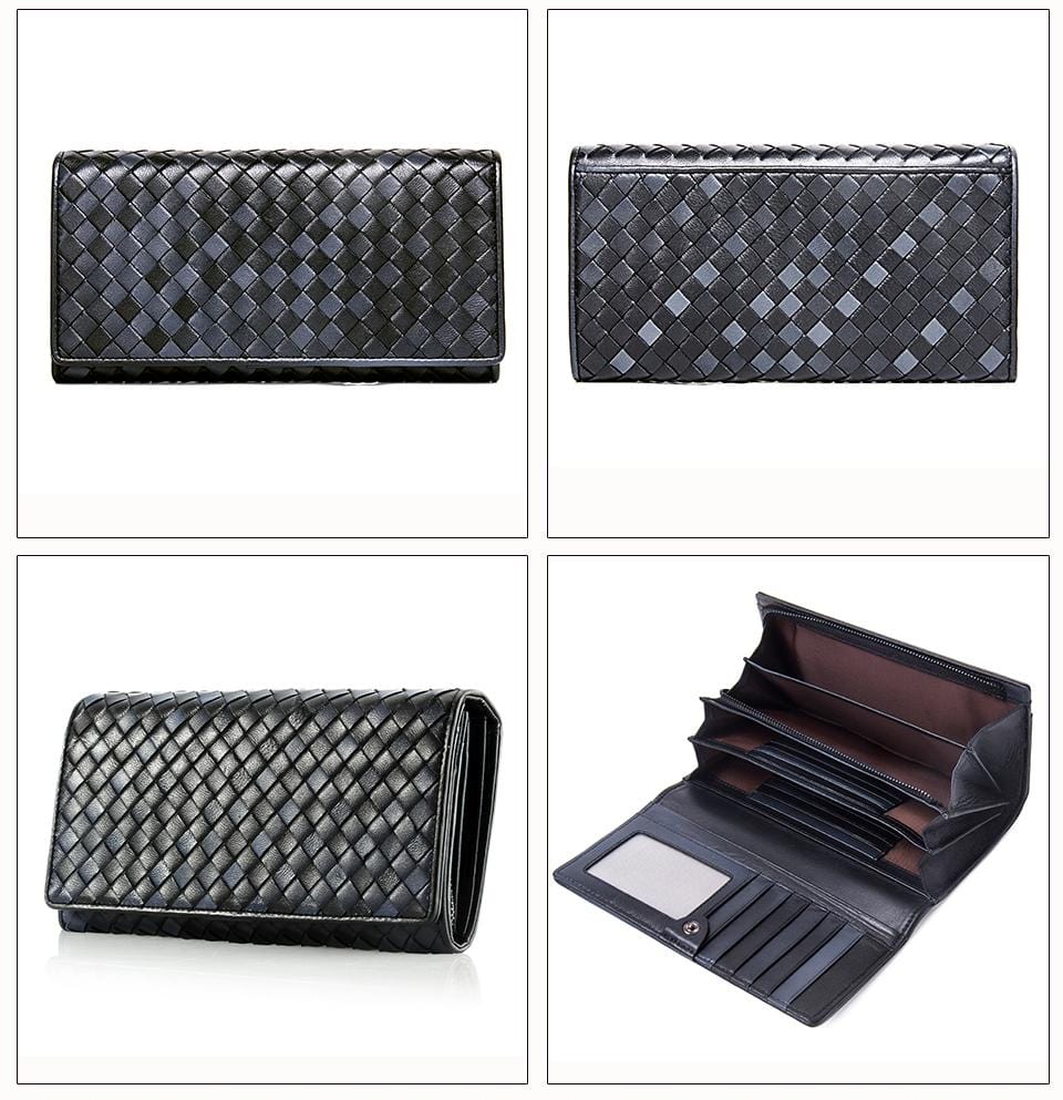 Braided Top Grain Genuine Leather Purse Wallet For Women bags WAAMII   