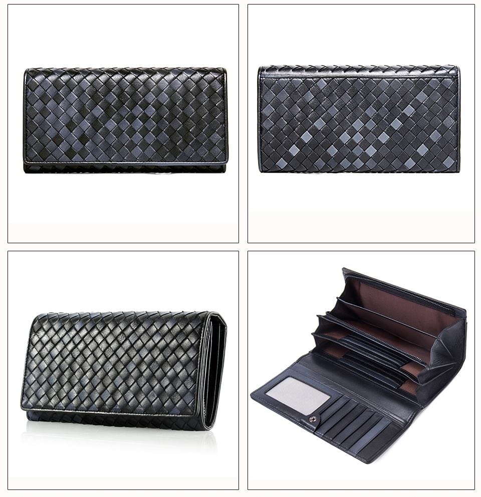 Braided Top Grain Genuine Leather Purse Wallet For Women - - Luxury bags by WAAMII