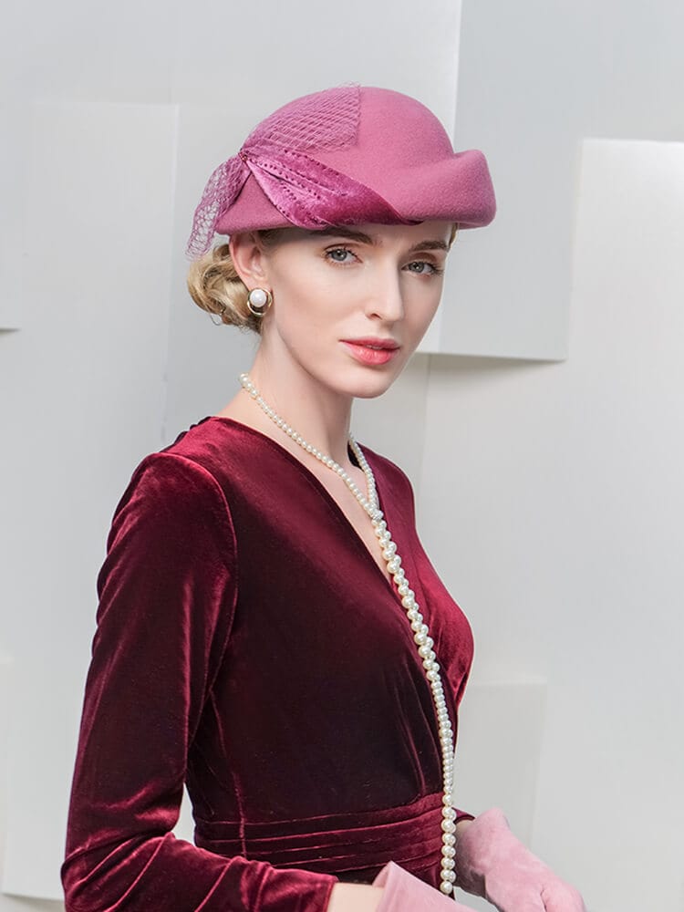 Bristish Style Wool Pillbox Hat Fascinator Derby Church Hat WB5233 - - Luxury Accessories by WAAMII
