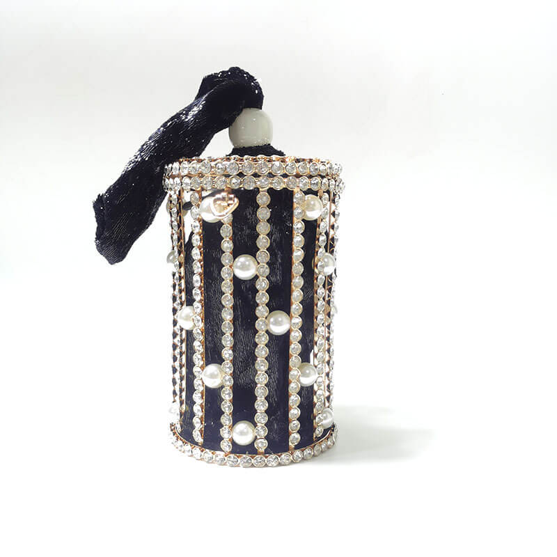 Carla Pearl Rhinestone Bucket Clutch With Shoulder Chains - - Luxury bags by WAAMII