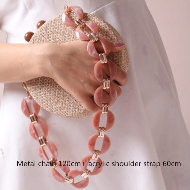 Circular Weave Handbag Beach Bag With Resin Wooden Strip - 4 - Luxury bags by WAAMII