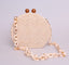 Circular Weave Handbag Beach Bag With Resin Wooden Strip - - Luxury bags by WAAMII