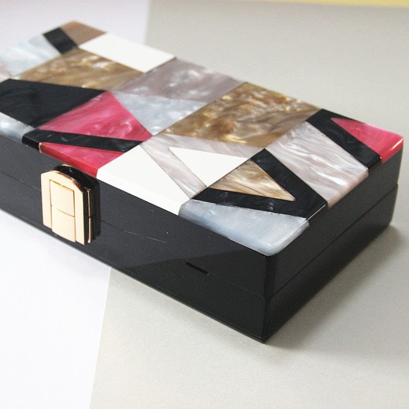 Classic Geometric Lattice Patchwork Acrylic Clutch - - Luxury bags by WAAMII