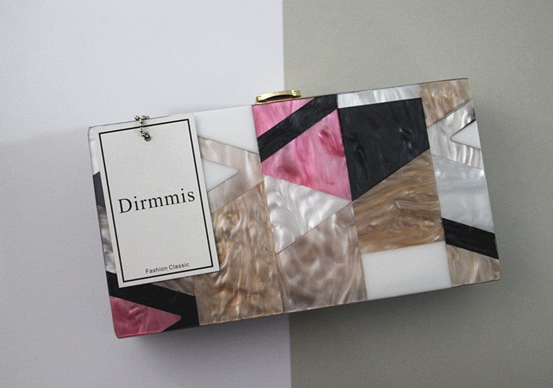 Classic Geometric Lattice Patchwork Acrylic Clutch - - Luxury bags by WAAMII