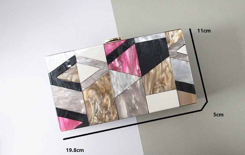 Classic Geometric Lattice Patchwork Acrylic Clutch - - Luxury bags by WAAMII