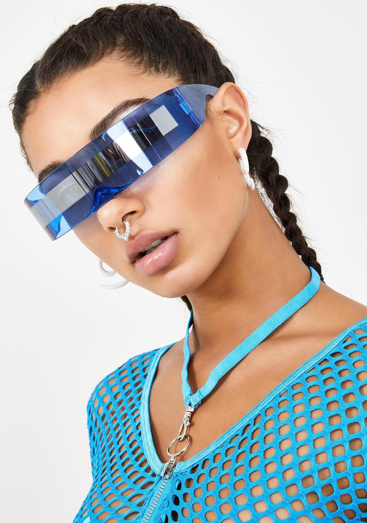 Cobalt Robo Raver Shield Cool Sunglasses - Stripe blue - Luxury Accessories by WAAMII