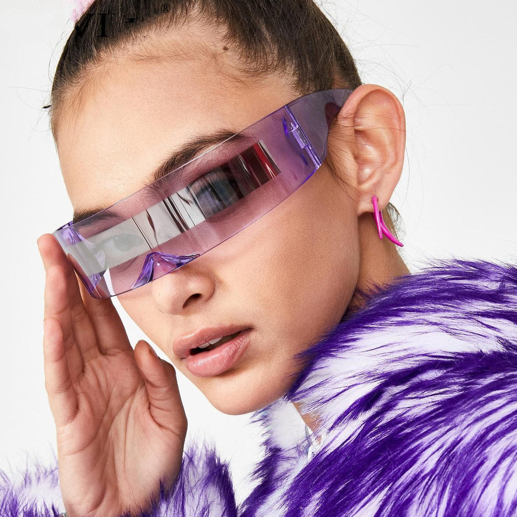 Cobalt Robo Raver Shield Cool Sunglasses - Stripe Violet - Luxury Accessories by WAAMII