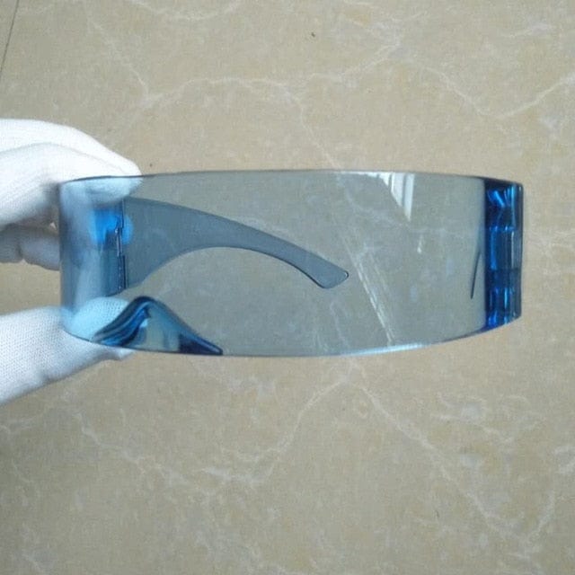 Cobalt Robo Raver Shield Cool Sunglasses - Transparent pure blue - Luxury Accessories by WAAMII