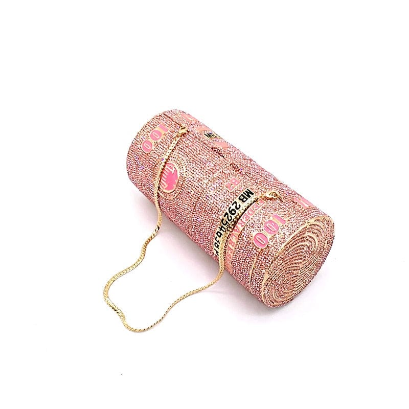 Crystal Bling Dollar Bill Money Clutch Purse Handbag-WM79 - Pink - Luxury bags by WAAMII