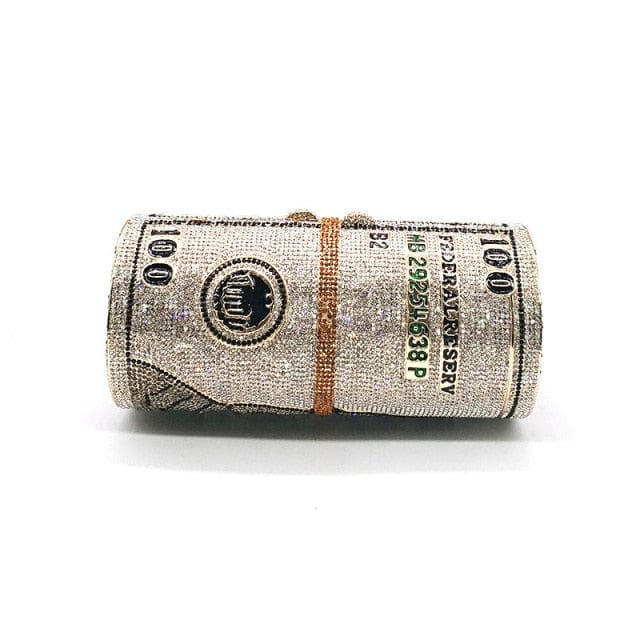 Crystal Bling Dollar Bill Money Clutch Purse Handbag-WM79 - Gold - Luxury bags by WAAMII