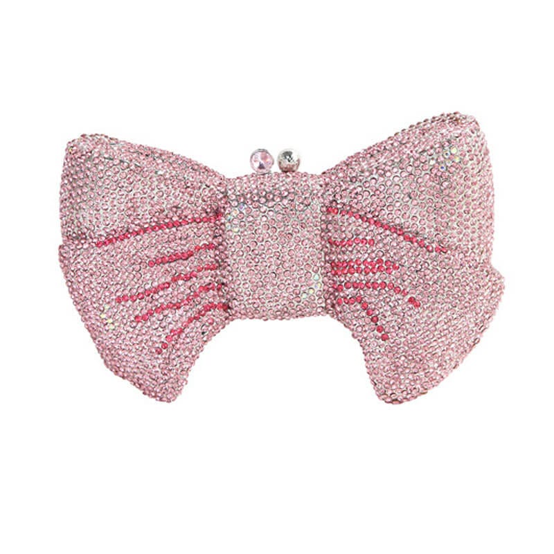 Crystal Butterfly Knot Clutch with Pearl Chain bags WAAMII   