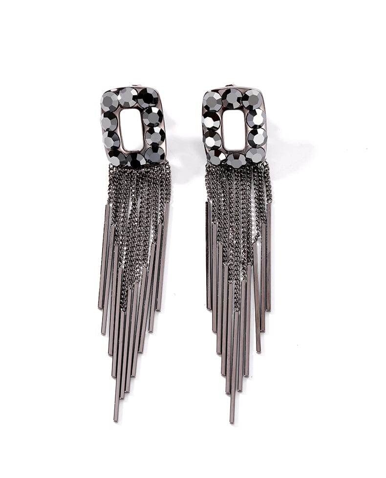 Crystal Diamond Long Tassel Earrings - - Luxury Jewelry by WAAMII