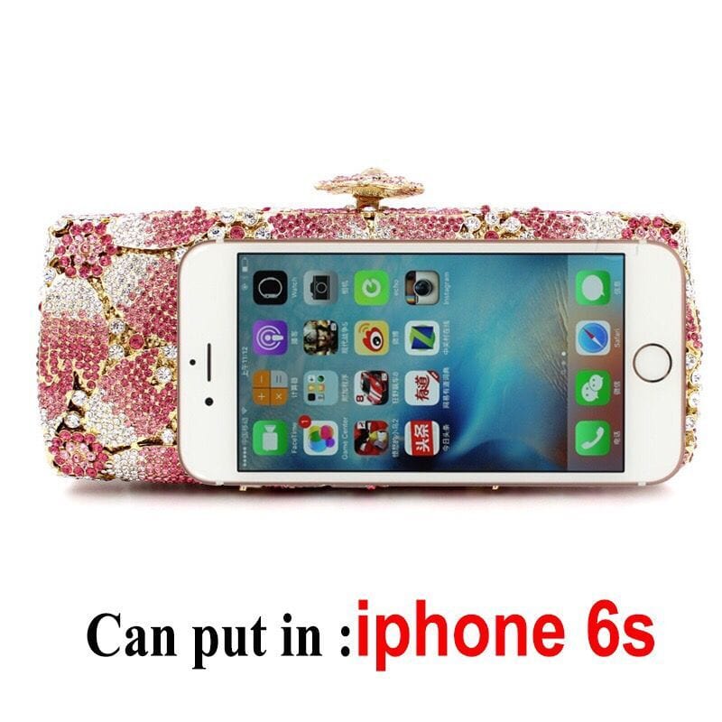 Crystal Flower Bridal Clutch Rhinestone Evening Bag - - Luxury bags by WAAMII