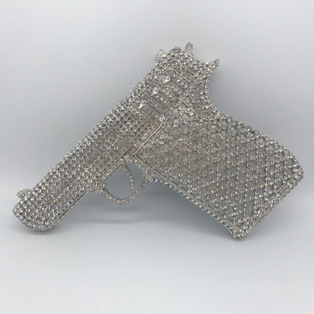 Crystal Gun Shaped Purse Pistol Style Glittering Evening Clutch bags WAAMII 10  