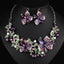 Crystal Rhinestones Flower Statement Necklace Earrings Set  Luxury Bridal Jewelry Sets Jewelry WAAMII purple  