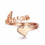 Custom Ring Gold Heart Name Ring Personalized Spiral Style Name - - Luxury Jewelry by WAAMII