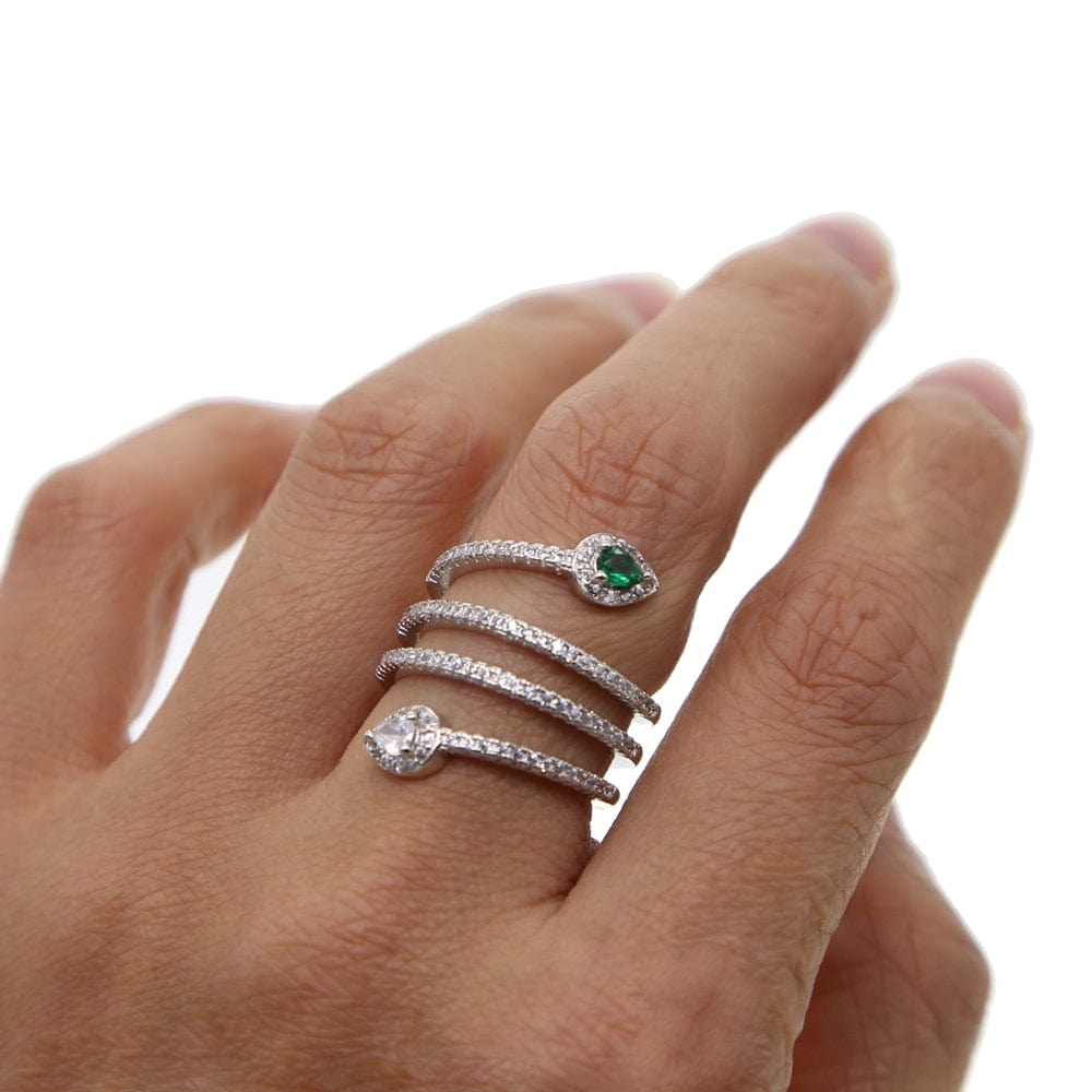 Cz Wide Wrap Around Multi-Row Snake Ring - - Luxury Jewelry by WAAMII