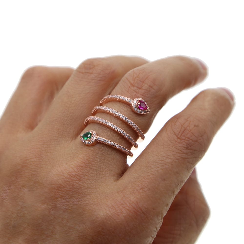 Cz Wide Wrap Around Multi-Row Snake Ring - - Luxury Jewelry by WAAMII