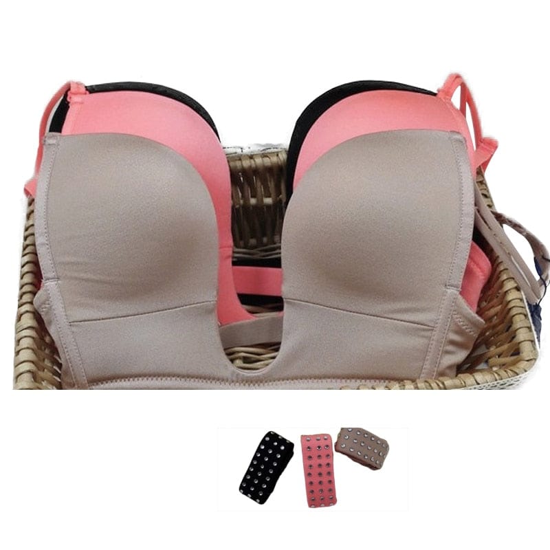 Deep U Backless Bra Push Up Bra Long Time Strapless Bra - - Luxury Accessories by WAAMII