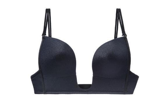 Deep U Backless Bra Push Up Bra Long Time Strapless Bra - Black A - Luxury Accessories by WAAMII