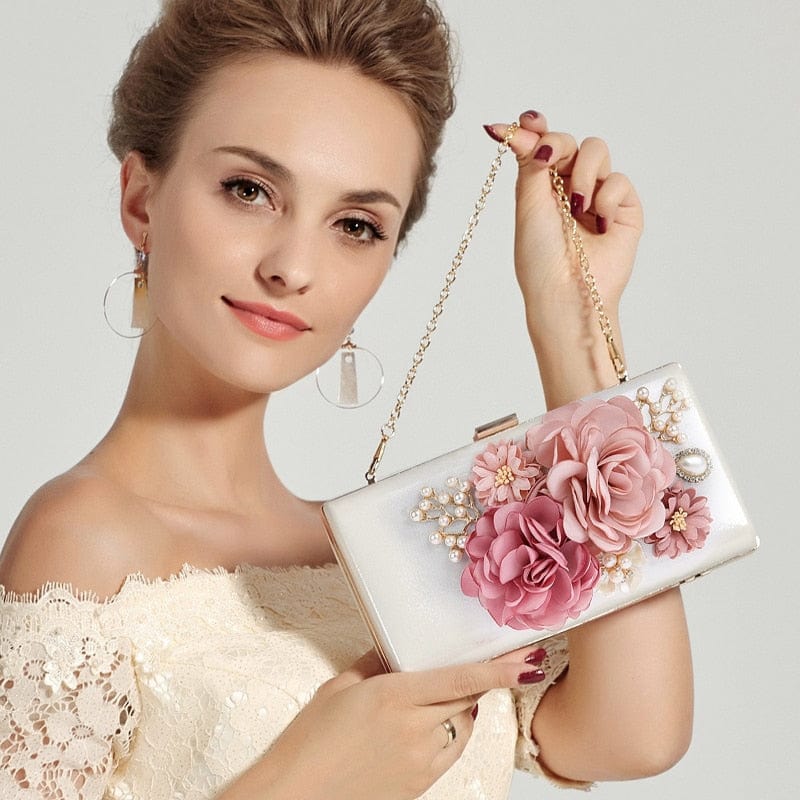 Designer Handmade Flower Pearl Clutch Purse - - Luxury bags by WAAMII