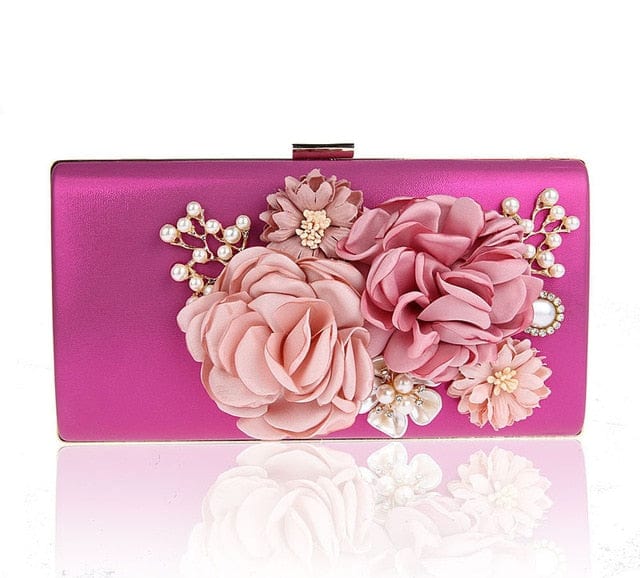 Designer Handmade Flower Pearl Clutch Purse - rose - Luxury bags by WAAMII