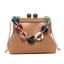 Designer Wooden Clutch Crossbody Bag With Acrylic Bold Chains bags WAAMII Brown  