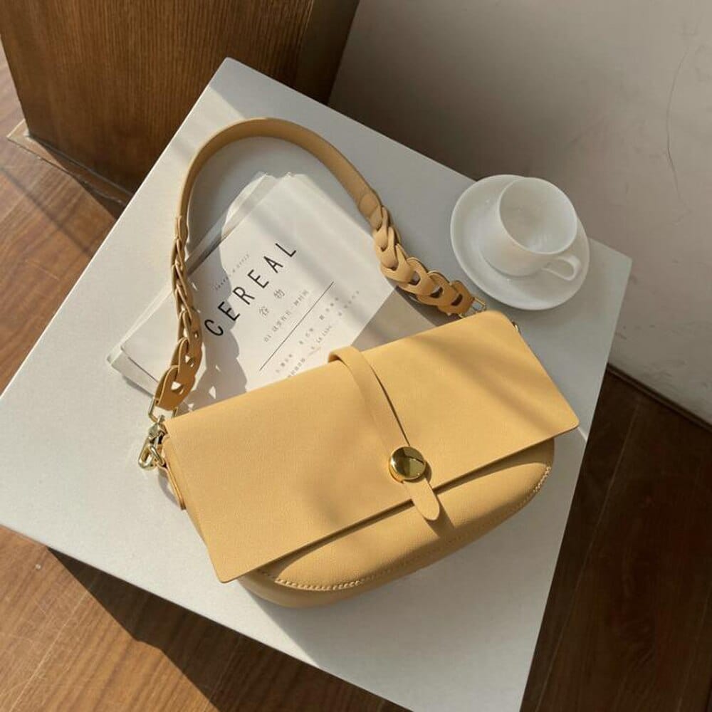 Diana Gold-Tone Bucket Leather Satchel - Milk Tea - Luxury bags by WAAMII