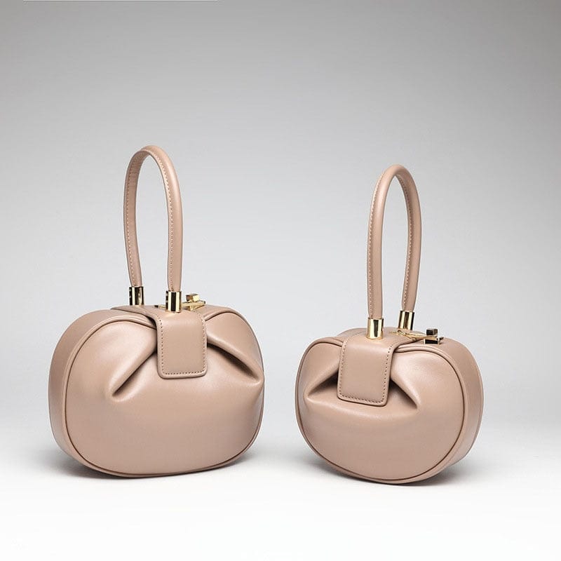 Donna Mini Round Hobo Dumpling Leather Tote - Big Khaki - Luxury bags by WAAMII