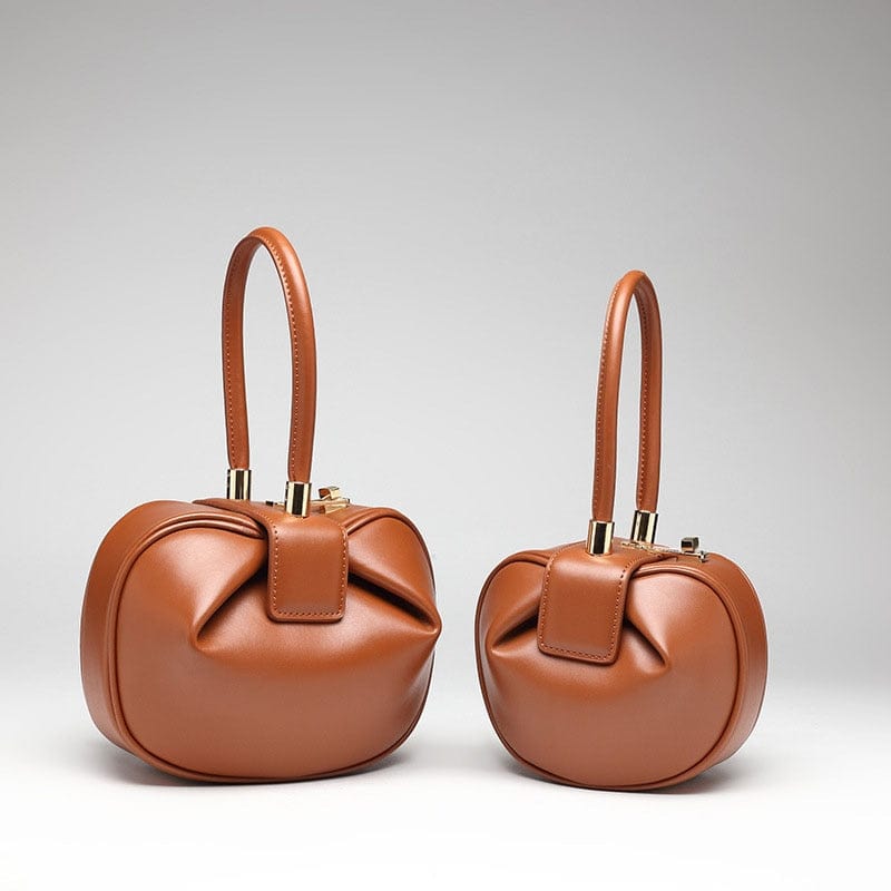 Donna Mini Round Hobo Dumpling Leather Tote - Big Camel - Luxury bags by WAAMII