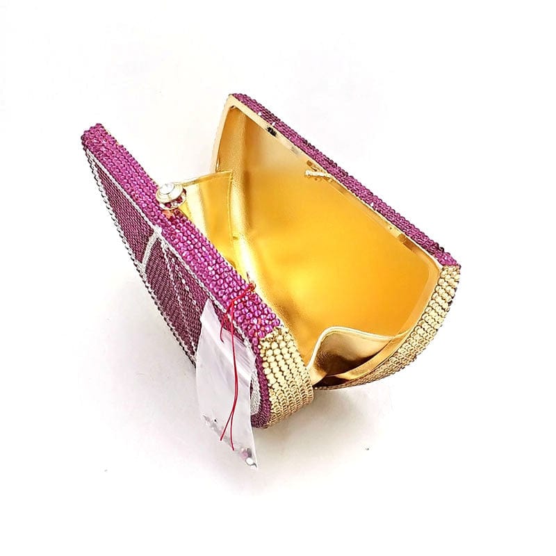 Double Sided Full Crystal Metallic Lemon Orange Fruit Clutch Evening Purse bags WAAMII   