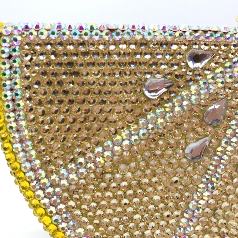 Double Sided Full Crystal Metallic Lemon Orange Fruit Clutch Evening Purse bags WAAMII   