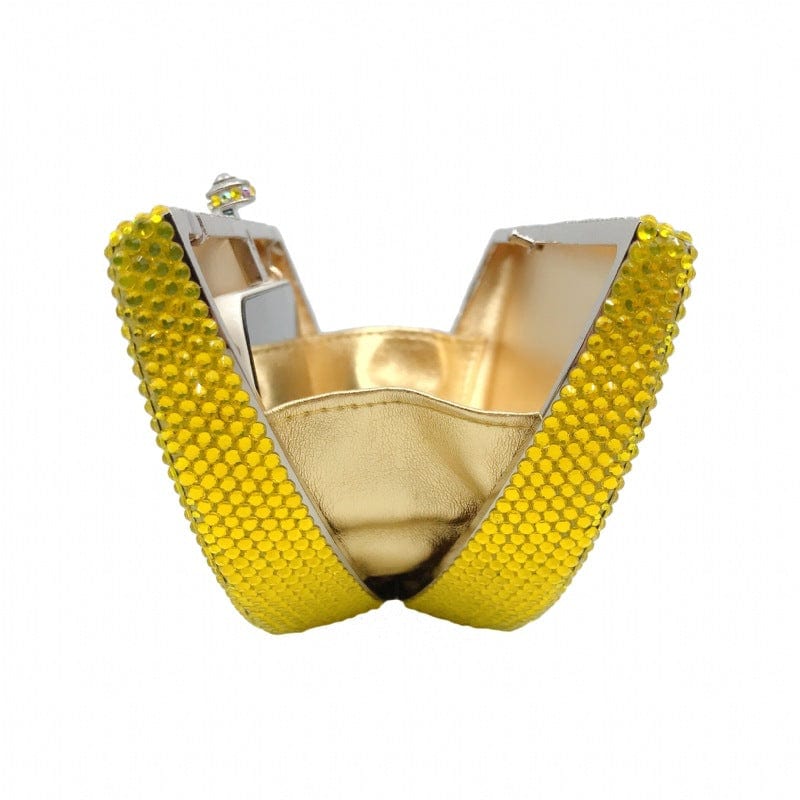 Double Sided Full Crystal Metallic Lemon Orange Fruit Clutch Evening Purse bags WAAMII