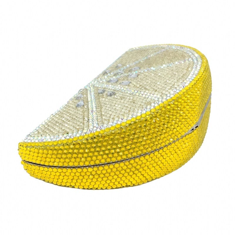 Double Sided Full Crystal Metallic Lemon Orange Fruit Clutch Evening Purse bags WAAMII
