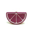 Double Sided Full Crystal Metallic Lemon Orange Fruit Clutch Evening Purse - Purple - Luxury bags by WAAMII