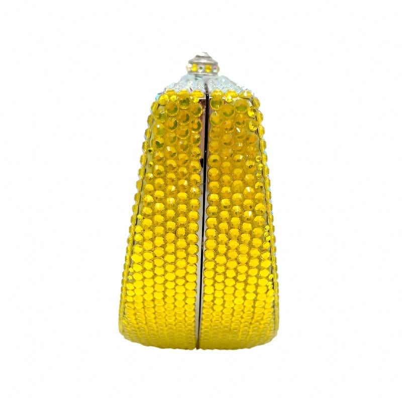 Double Sided Full Crystal Metallic Lemon Orange Fruit Clutch Evening Purse bags WAAMII