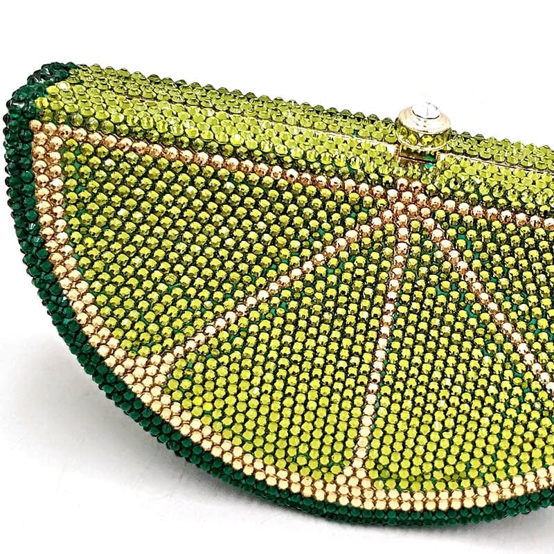 Double Sided Full Crystal Metallic Lemon Orange Fruit Clutch Evening Purse - - Luxury bags by WAAMII